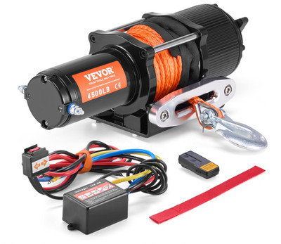 VEVOR ATV Winch, 4500 Lb Electric Winch with Synthetic Rope, 12V DC ATV UTV Winc