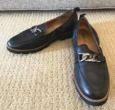 Vionic Cynthia Black Chain Loafer Shoes Sz 10 Lug Sole
