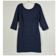 Banana Republic Womens 12 Navy Blue Textured Scoop Back Sheath Dress 516880