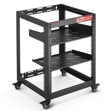 Pyle 15U Network Cabinet-Open Frame Rack, Wall Mountable Heavy Duty Designs