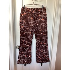 Spyder womens Geometric Print Pockets Snow Ski Pants Snowboarding Brown Size 10