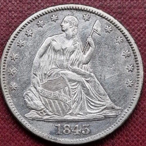 1843 Seated Liberty Half Dollar 50c Higher Grade AU Details #93105
