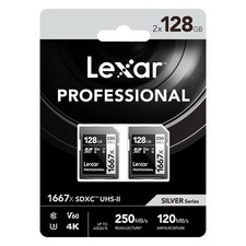Lexar 128GB 2Pack Professional 1667x SD Card, UHSII, C10, U3, V60, Full HD, 4...