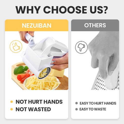 Handheld Rotary Cheese Grater for Parmesan Cheddar Nuts Chocolate Vegetable - Picture 8 of 8