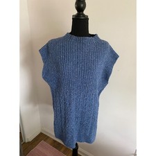 Massimo Dutti Blue Wool Blend Cable Knit Mock...