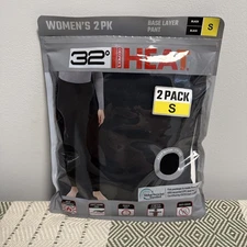 32 Degrees Heat Women's Base Layer Pant Long Johns 2Pk Black SMALL Keep Warm