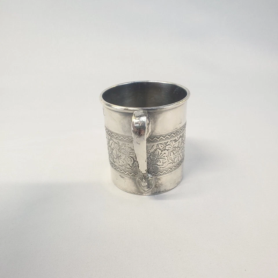 Antigua taza de bebé infantil enchapada en plata Reed & Barton 1901 monograma GRPP&PSA Foto 3 de 4