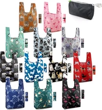   Reusable Grocery Bags Foldable 12 Pack Large Cute Totes - Heavy Duty 