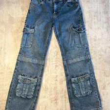 Blue denim cargo jeans