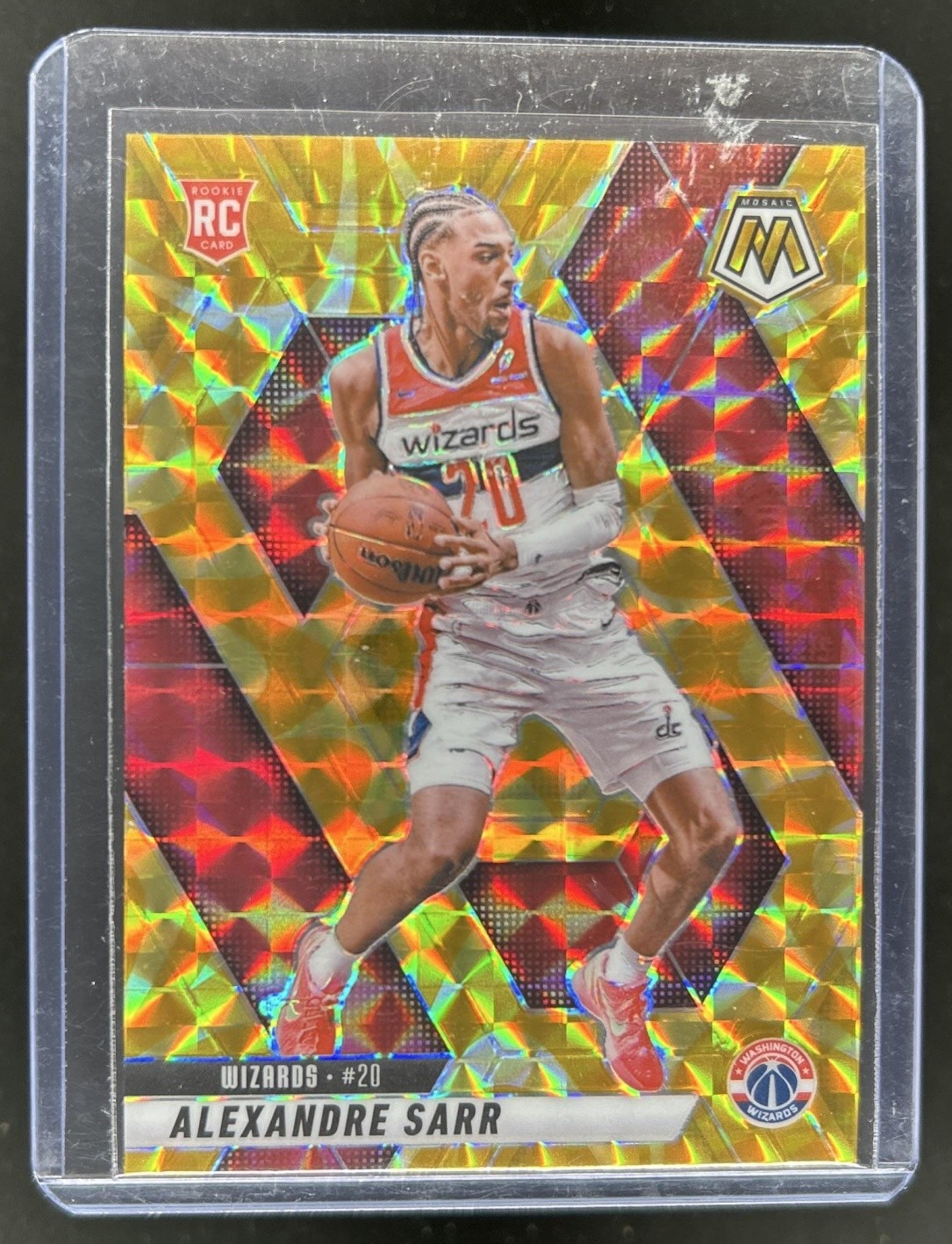 2024-25 Panini Mosaic Alexandre Sarr RC Reactive Yellow Mosaic #216 Wizards