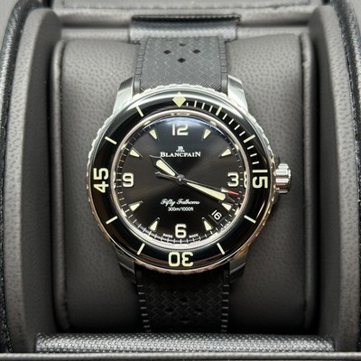 Blancpain Fifty Fathoms Black Dial Ceramic Bezel Rubber Bracelet
