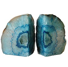 Amoystone Geode Heavy Duty Agate Large Stone Bookend Decorative Crystal Quartz