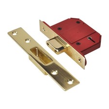 Image of Union StrongBOLT 2100S BS 5 Lever Mortice Deadlock 68mm 2.5in Satin Brass Visi