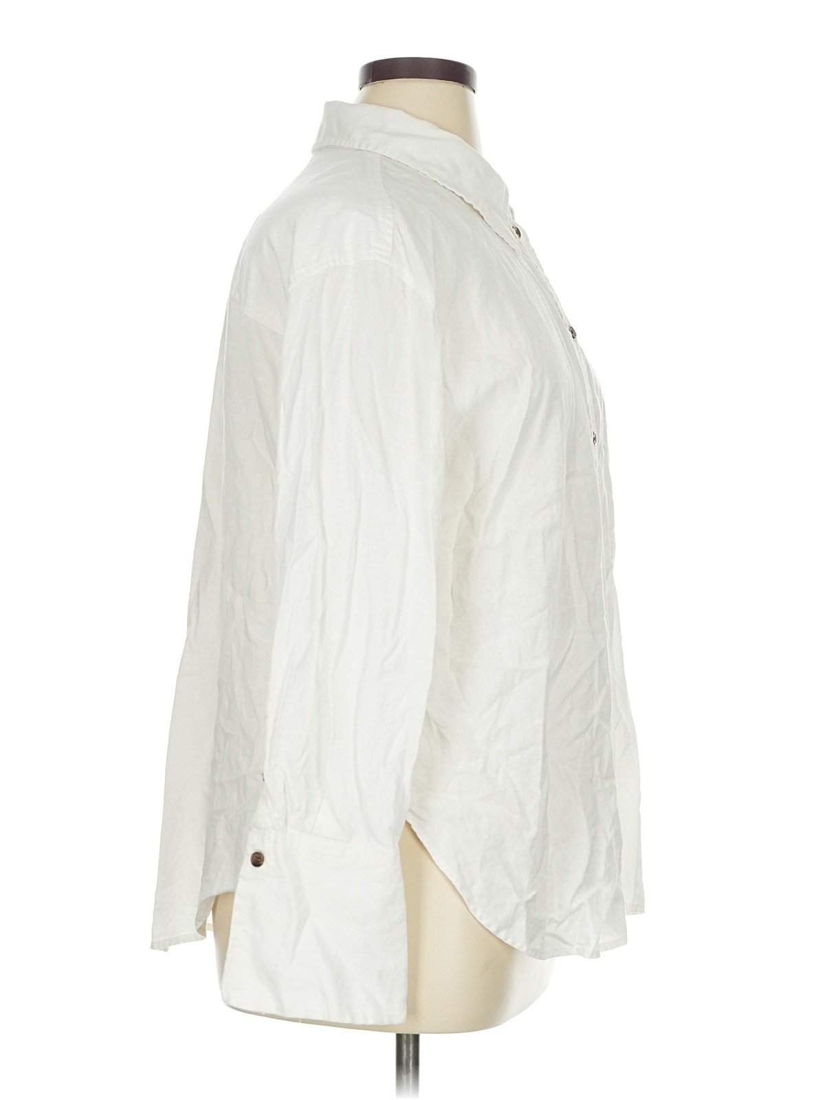 H&M Women Ivory Long Sleeve Button-Down Shirt XL thumbnail 3