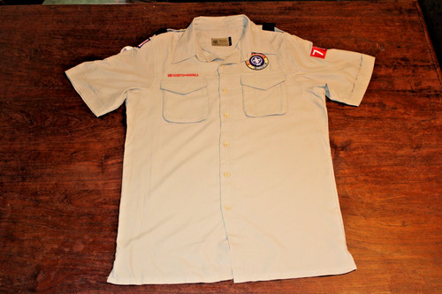 Boy Scouts of America BSA Men's Shirt Tan Small Vented Poly Microfiber Removed P