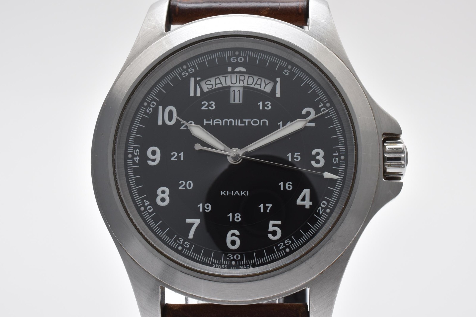 [EXCELLENT+5]HAMILTON Khaki Field H644510 40mm Day/Date Black Quartz Men Watch