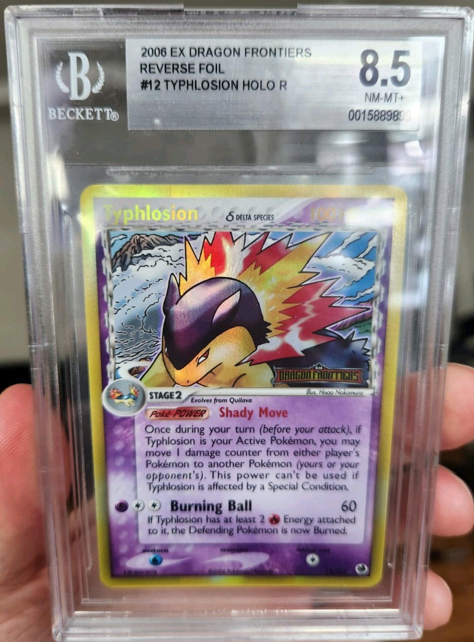 BGS 8.5 Typhlosion 12/101 2006 EX Dragon Frontiers Reverse Holo Stamped POP 4!