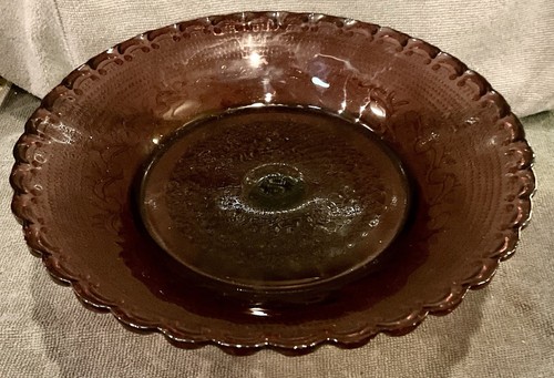 Vtg 12” Pedestal Amethyst Cake/Mint/Cookies Serving Plate W/ Scalloped Edge - Picture 6 of 6