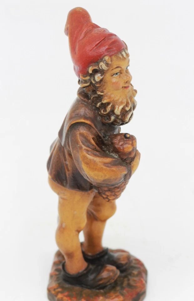 Wooden figure small figure Val Gardena dwarf wood carved mounted Italy 11 cm #18 - Image 2 of 4