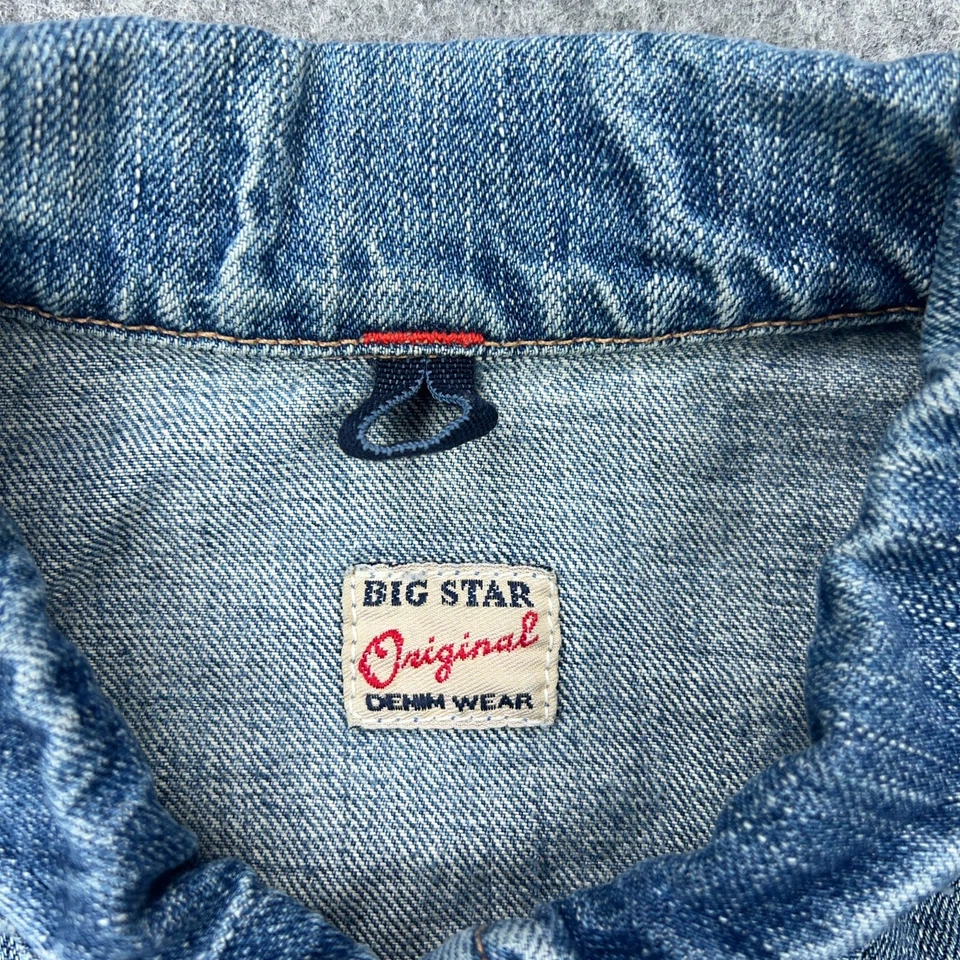 Chaqueta de mezclilla Big Star para mujer grande azul camionero desgastado Western Jeans EE. UU. Foto 4 de 4