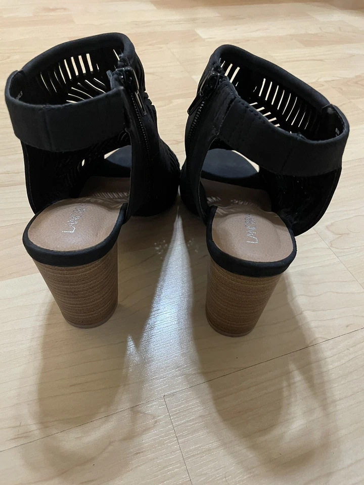 Lane Bryant Women's Dream Cloud Cutout Open-Toe Black Bootie Sandal Size 8W - Image 3 of 4