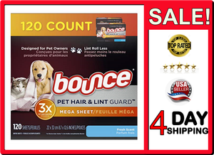 bounce Pet Hair Lint Guard Mega Dryer Sheets with 3X Pet Hair Fighter