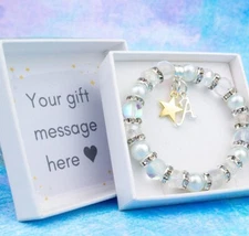 Personalised Bracelet, Gold Star, Child's Initial Charm, Gift For Little Girls