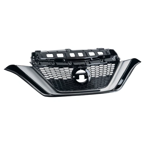 Fit 2017-2019 Nissan Versa Note Gloss Front Bumper Upper Grille Black+Chrome - Picture 4 of 10