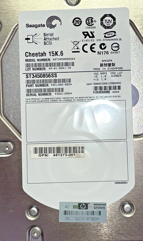 Hp ST3450856SS 450GB 15000RPM 6Gbps 16MB 3.5'' Zoll Festplatte - Bild 2 von 2