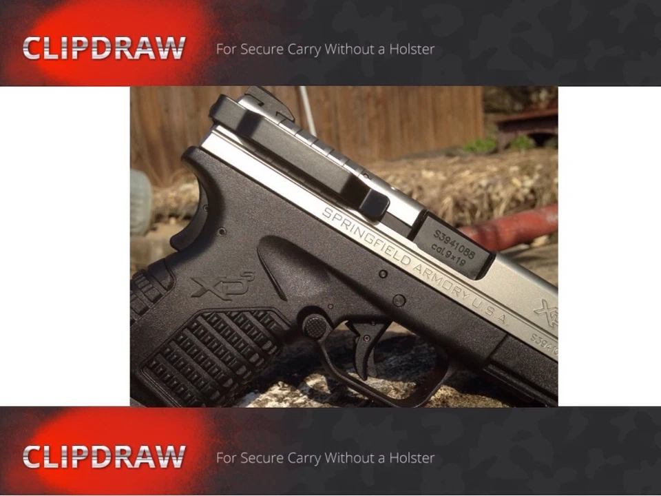 SPRINGFIELD XDS 45 CLIPDRAW Holster Belt Clip Waistband Conceal Black Conceal - Image 2 of 4