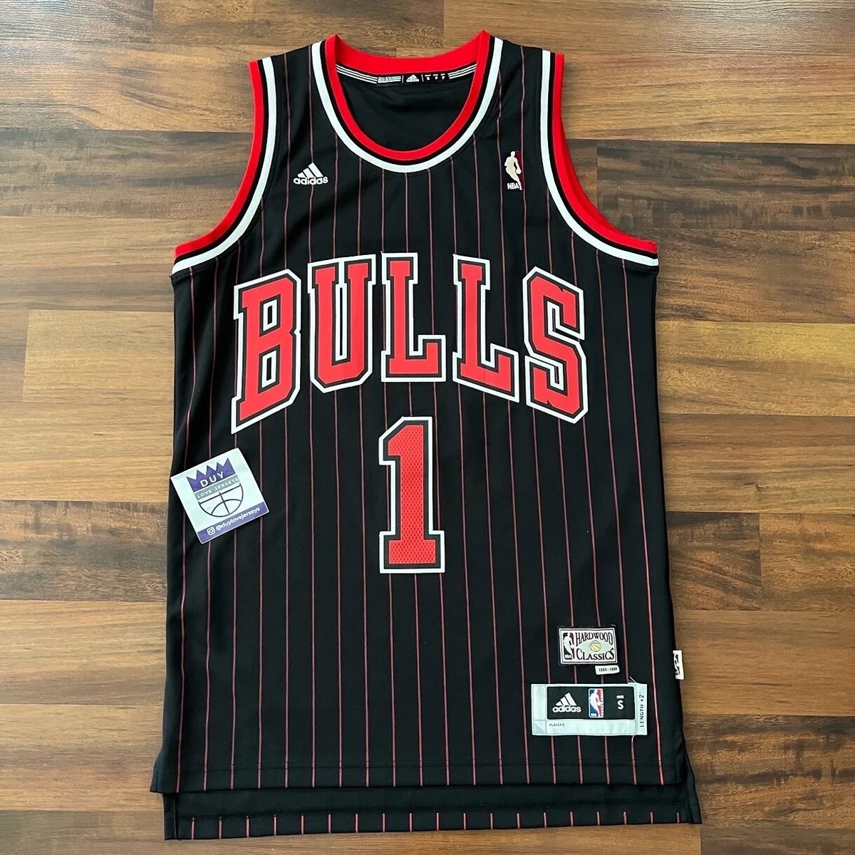 Chicago Bulls Derrick Rose 1 Nba Throwback Red Stripes Black