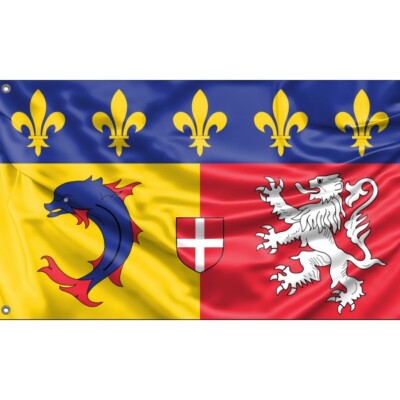 Rhone Alpes Flag, France | Fahne Unikales Design 90x150Herg. in EU