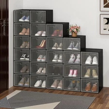 XL 24pcs Shoe Box Stackable Shoe Storage Organizer Sneaker Container Clear Case
