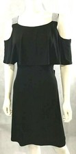 Onyx Nite Little Black Shift Dress NEW Formal Cold Shoulder Stretch NWT SZ 8