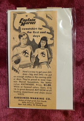 1940s Vintage Original Newspaper Ad For Captain Marvel Sweatshirt