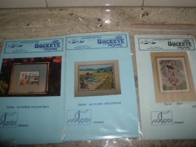 Lot of 3 NEW Buckeye Designs Cross Stitch Charts