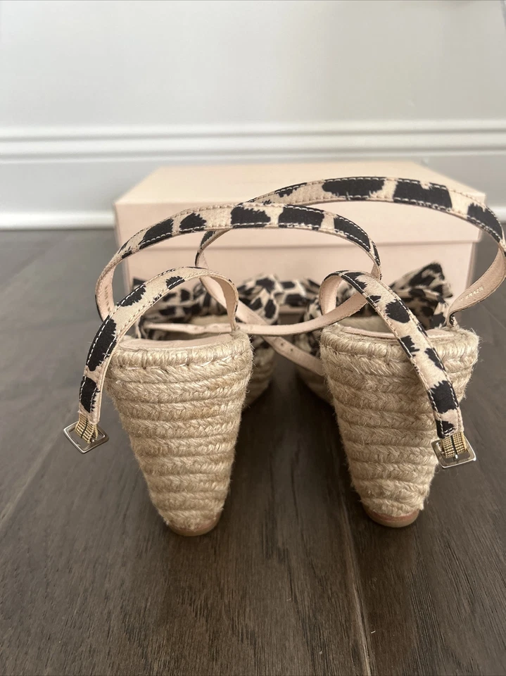 Alpargatas de cuña anudadas Loeffler Randall Charley leopardo talla 8,5 nuevas en caja Foto 4 de 4