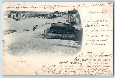 Soissons Aisne Hauts-de-France France Postcard Port View 1900 Posted Antique