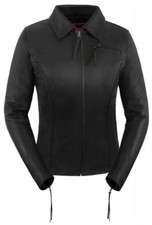 True Element Womens Easy Fit Side Stretch Panel Cruiser Style Leather Motorcycle