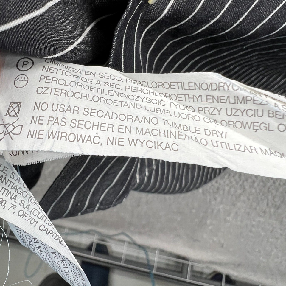 Zara Man Mens Shirt 17 Black Stripe 100 Cotton Button Front Long