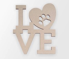 Wooden Sign Love with dog print,Wooden Cut Out,Wall Art,Home Decor,Wall Hanging