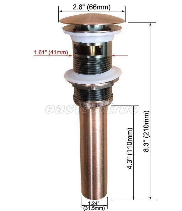 Старинный медный латунный выдвижной сосуд для ванной слив раковины с переливом esd051 - Изображение 3 из 4