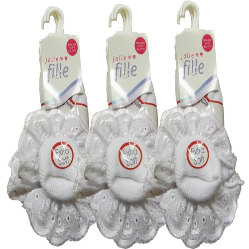6 PAIRS KIDS CHILDREN BABY GIRLS WHITE LACE FRILL SOFT COMFORTABLE SCHOOL SOCKS