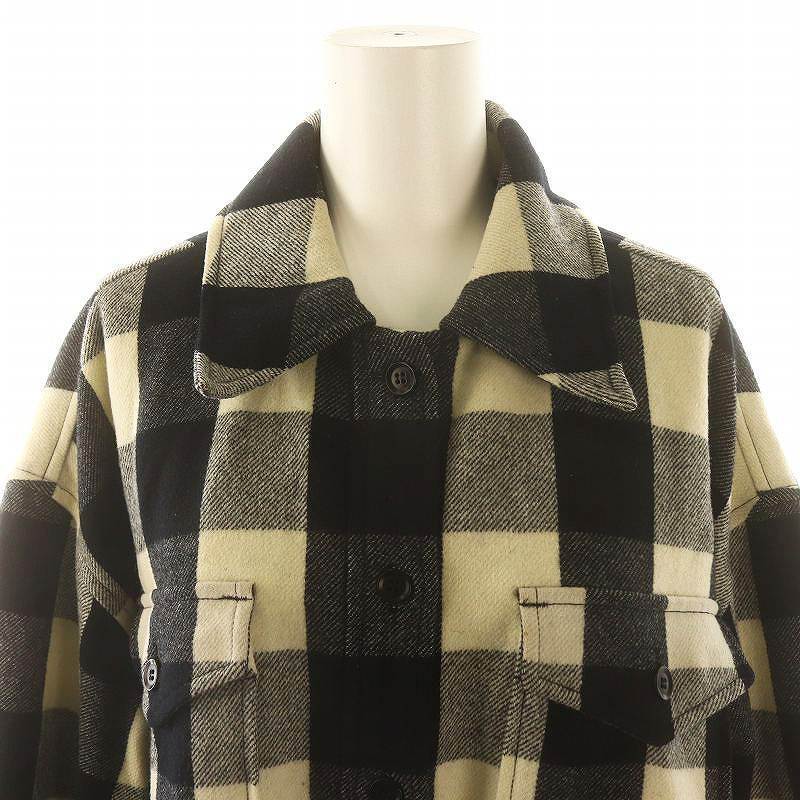 Tops】UNUSED Block Check Shirt Jacket CPO Oversize Long Tops】UNUSED Block Check Shirt Jacket CPO Oversize Long