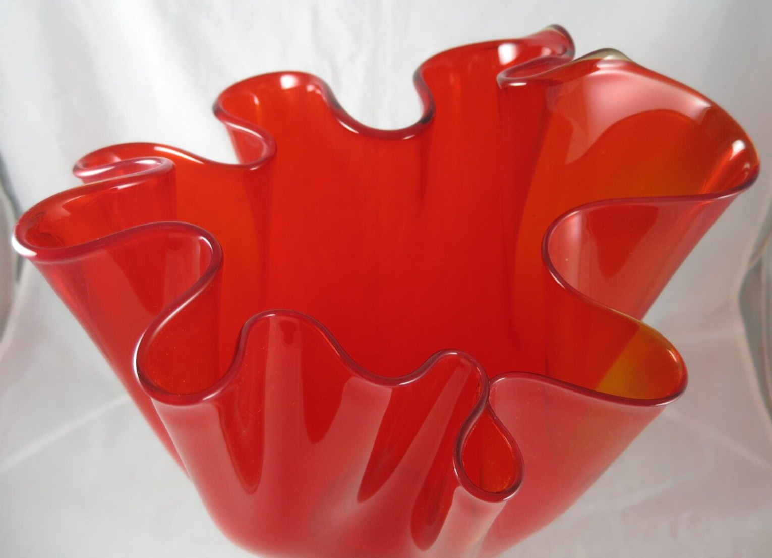 Red Glass Handkerchief Vase Ruffle Translucent Heavy XLarge 15.5"T x 11.5"W 9 Lb eBay