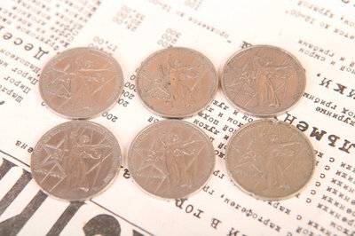 1975 USSR 1 Russian Soviet annivers Ruble Rouble 6 Coins XXX years