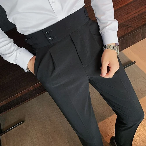 Fashion Trousers Men's Business High Waist Straight Pants Business Casual Formal - Bild 3 von 21