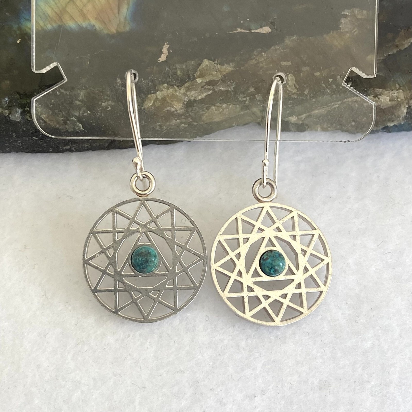 Sterling Silver Openwork Round Mandala Trinity St… - image 1