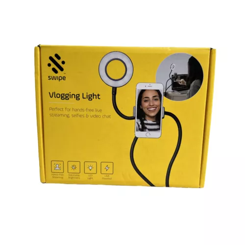Swipe Vlogging Light USB Powered LED Adjustable brightness Hands Free Box Sealed