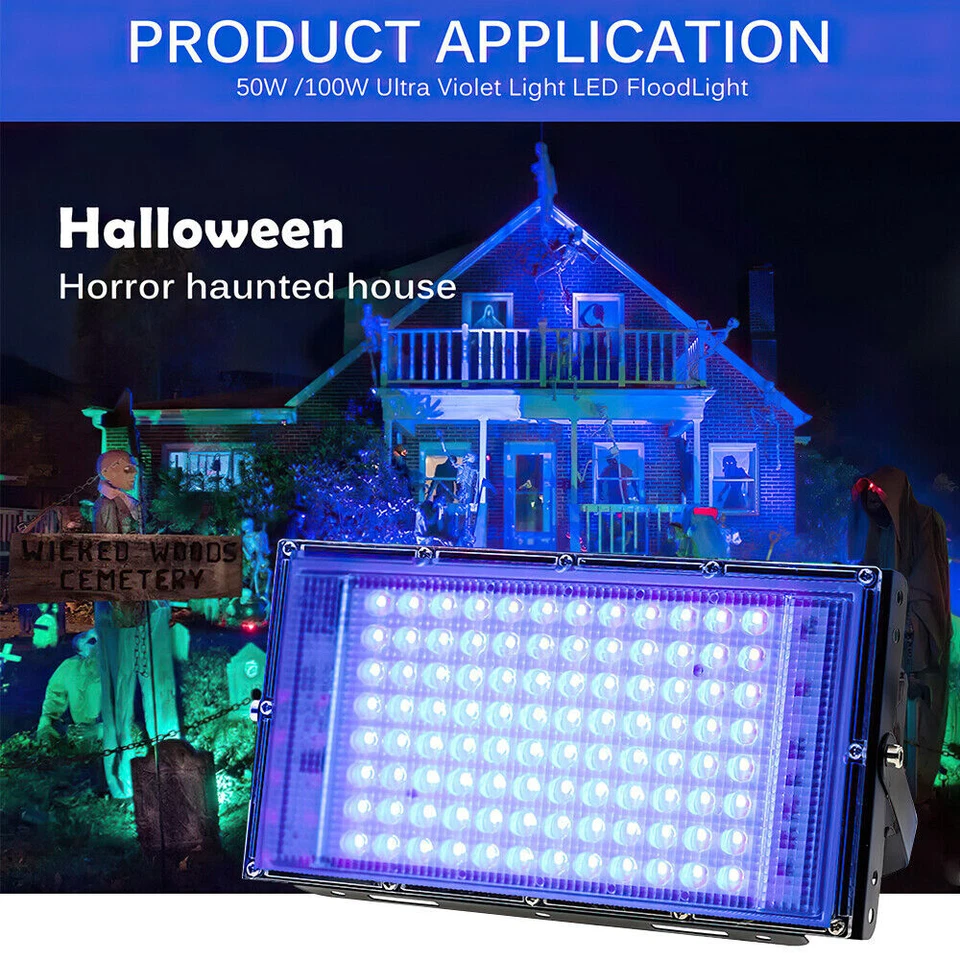 50-200W LED UV Stage Blacklight Ultraviolet Flood Effect Light for Disco Party - Image 2 of 4
